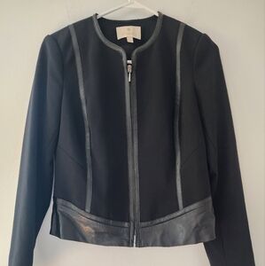 Etcetera Short Black Jacket With Leather Trim
